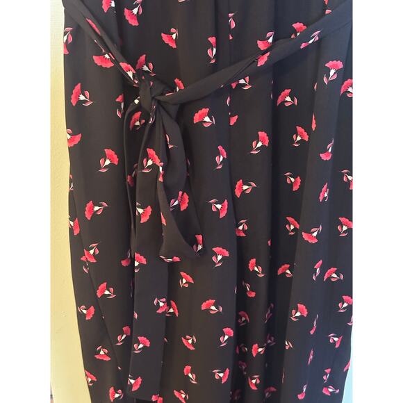 19 COOPER Women's Black/red Floral-print Tie-waist Ruched-hem Jumpsuit Small - Picture 11 of 12